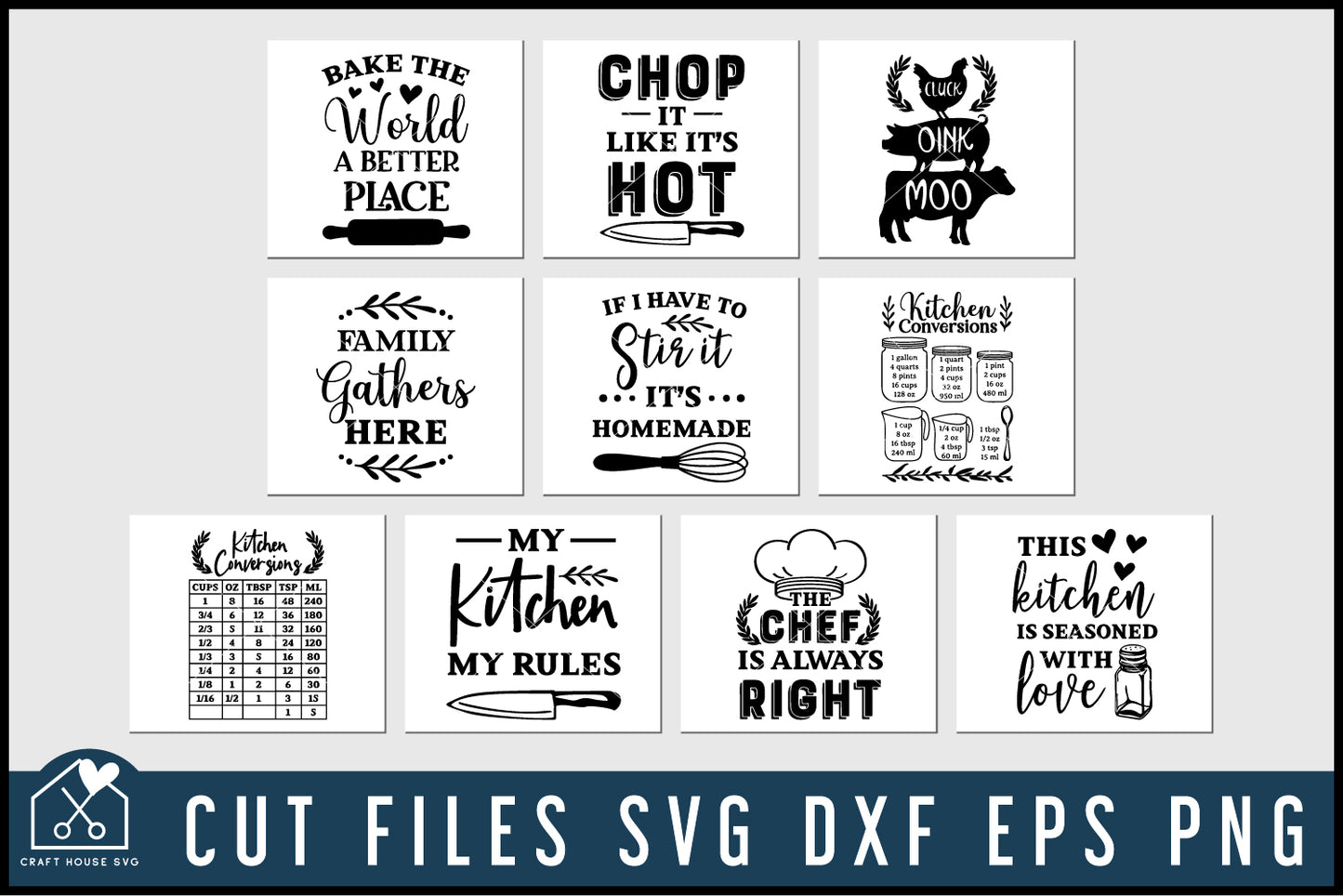 Cutting Board Kitchen SVG Bundle - Craft House SVG