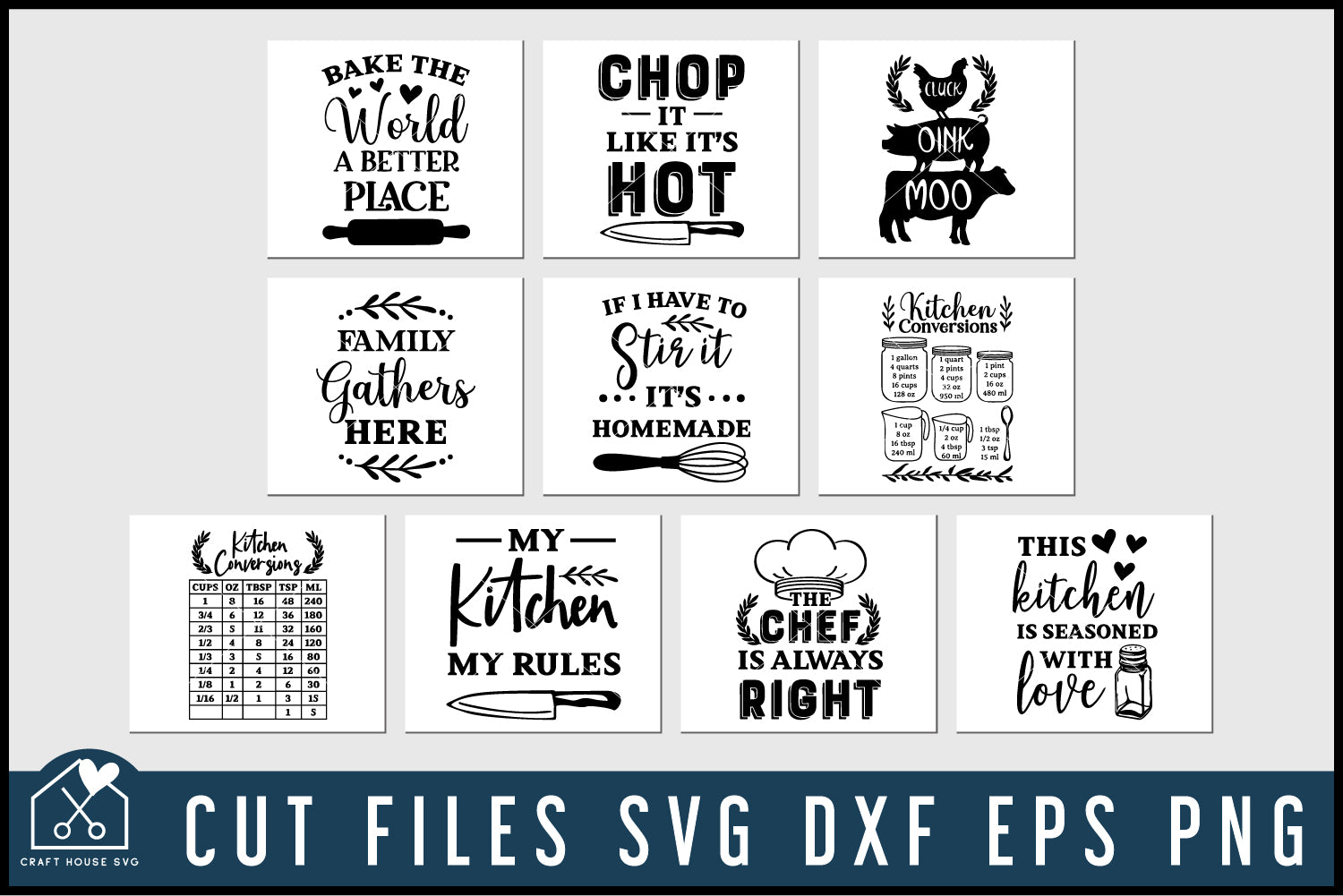 Cutting Board Kitchen SVG Bundle - Craft House SVG