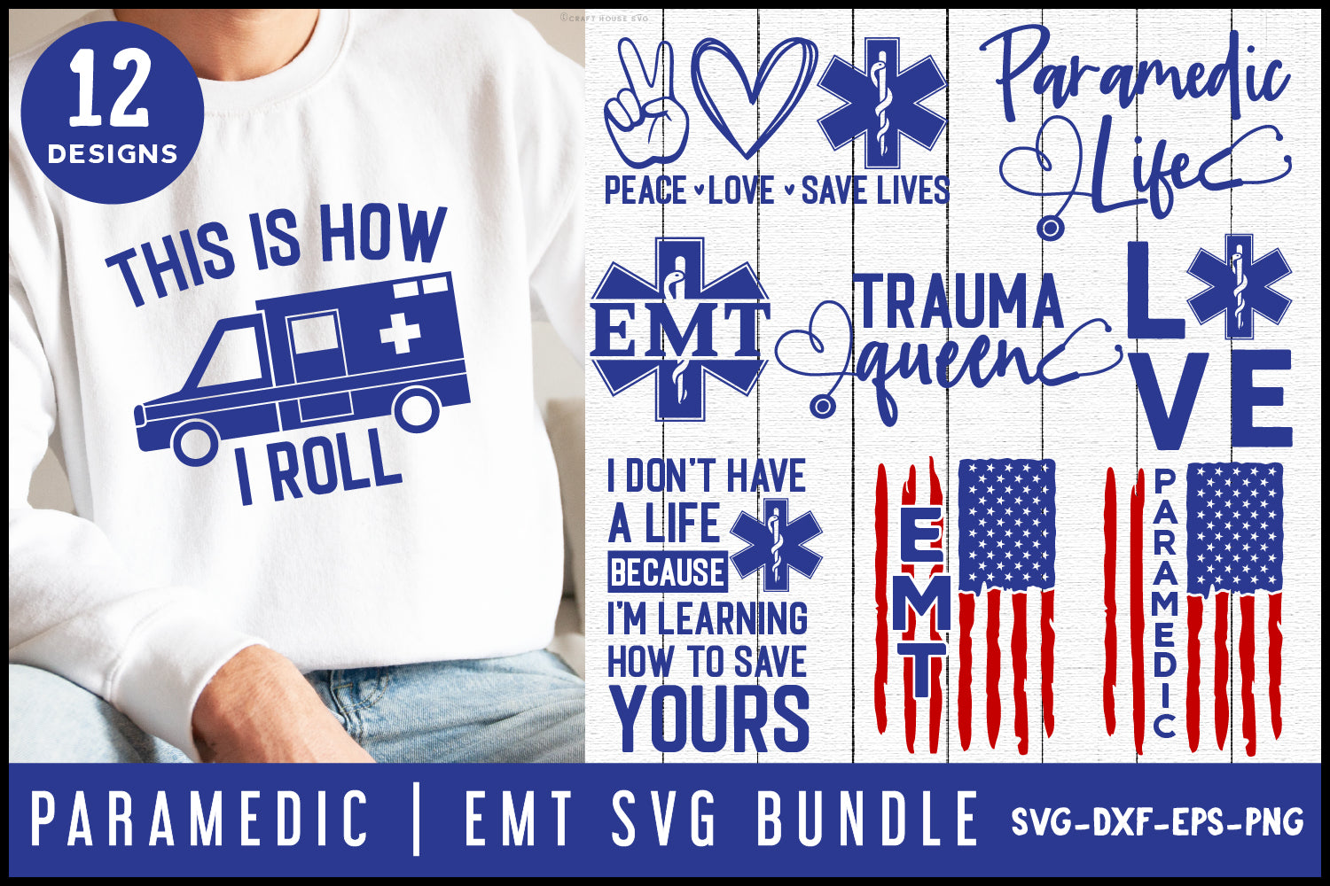 Paramedic EMS EMT SVG Bundle Medical Service Shirt Cut Files