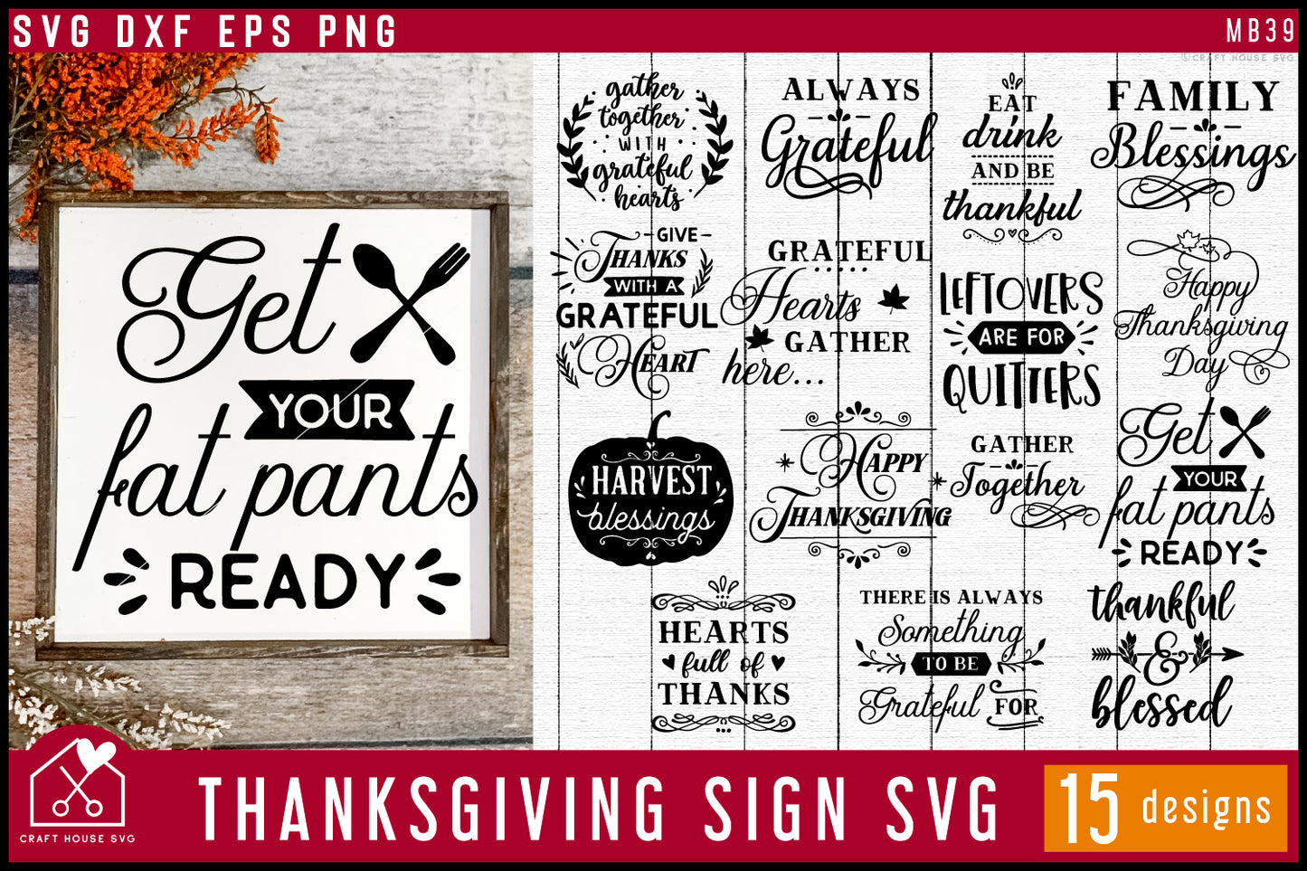 Thanksgiving Sign SVG Bundle - Craft House SVG