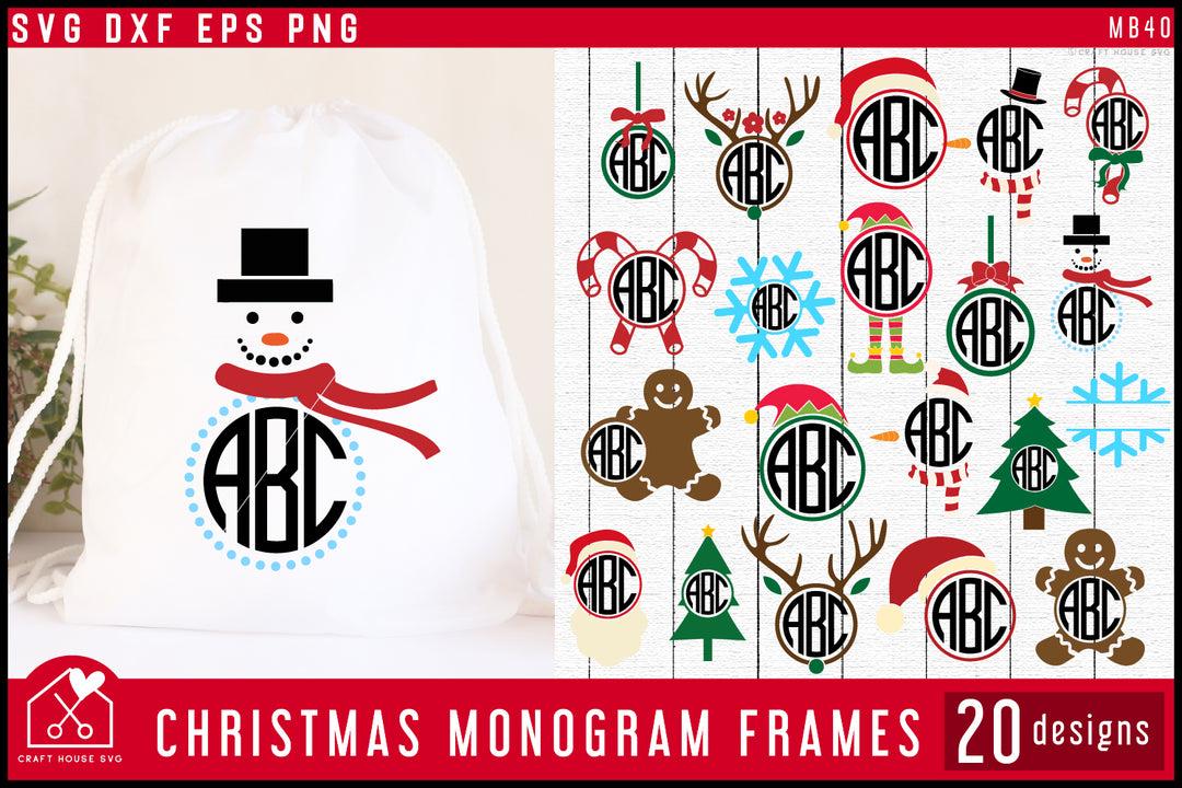 Christmas Monogram Frame SVG Bundle