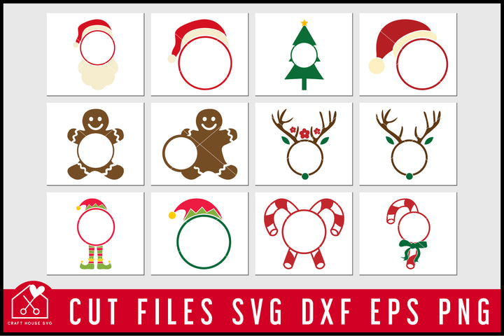 Christmas Monogram Frame SVG Bundle