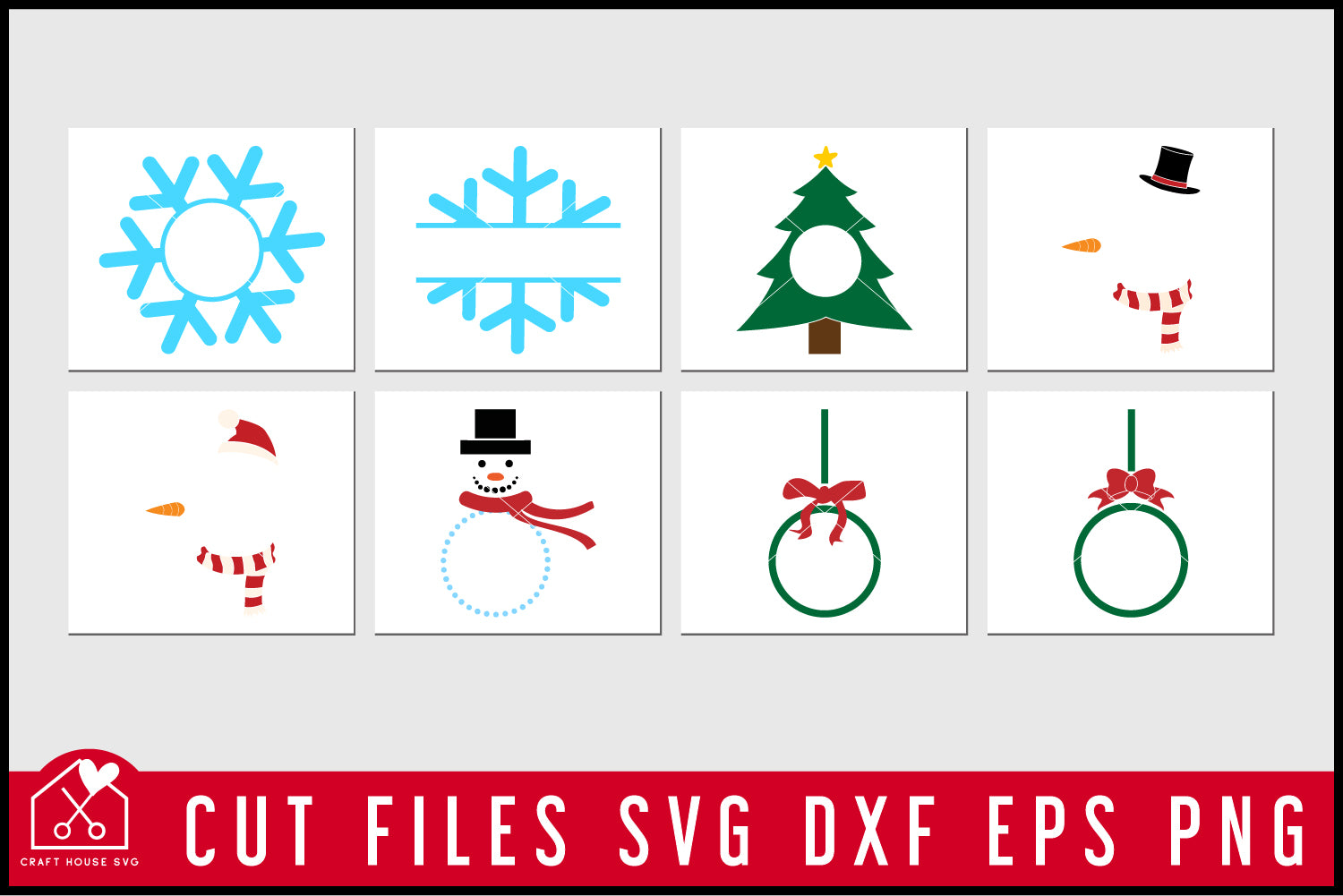 Christmas Monogram Frame SVG Bundle - Craft House SVG