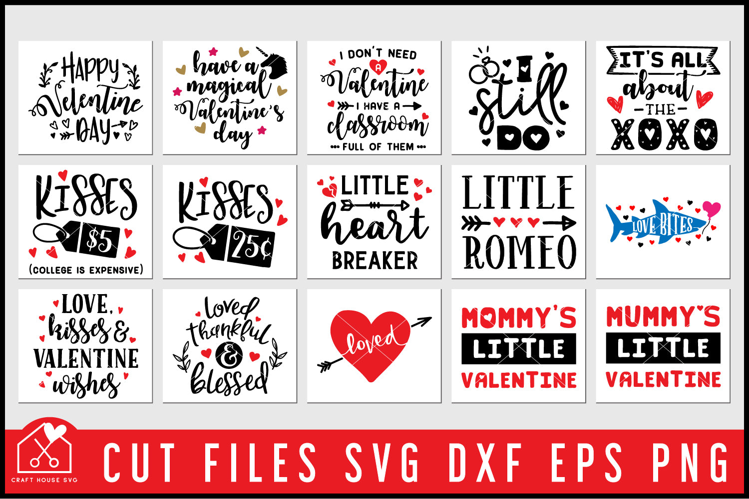 Valentine's Day SVG Bundle - 50 Designs - Craft House SVG