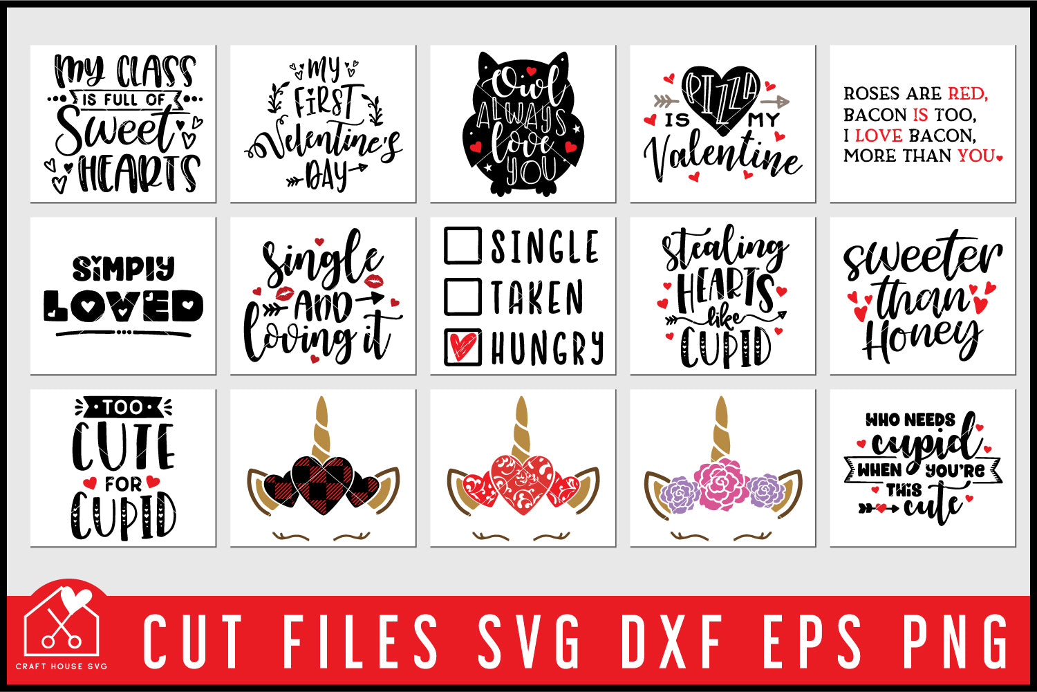 Valentine's Day SVG Bundle - 50 Designs - Craft House SVG