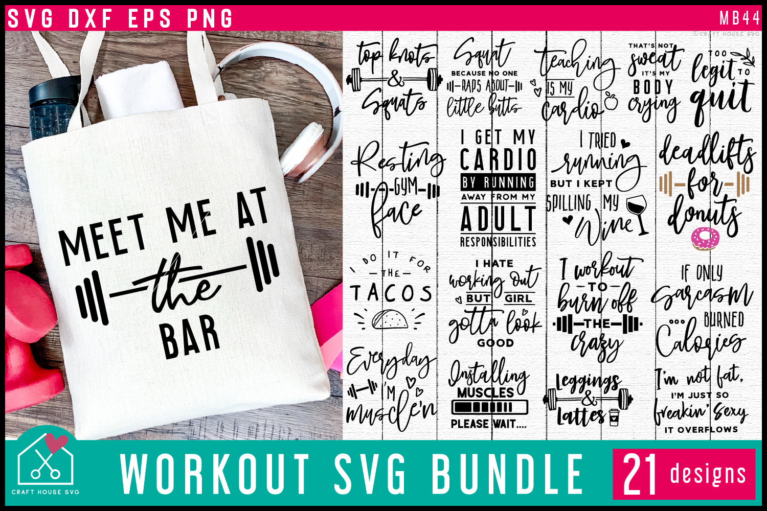 Gym SVG Bundle Workout Shirt Design Cut Files