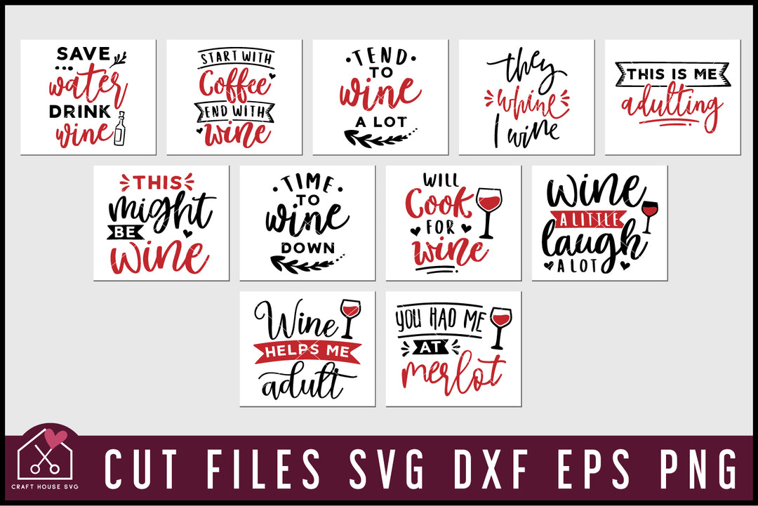 Wine SVG Bundle, Wine Glass Design Cut Files