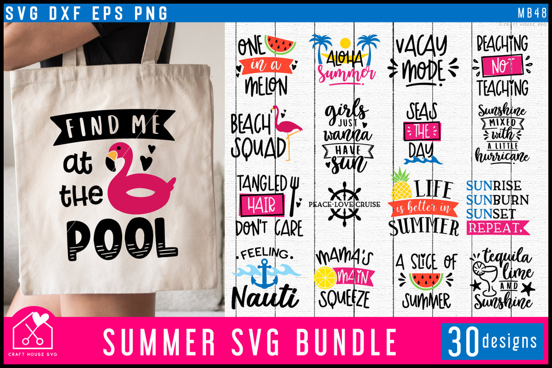 Summer SVG Bundle, Summer Shirt, Bag Design Cut Files