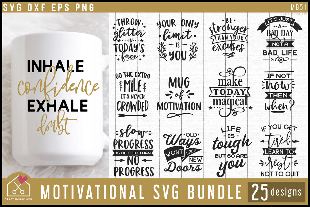 Motivational SVG Bundle Inspirational Mug Design Cut Files