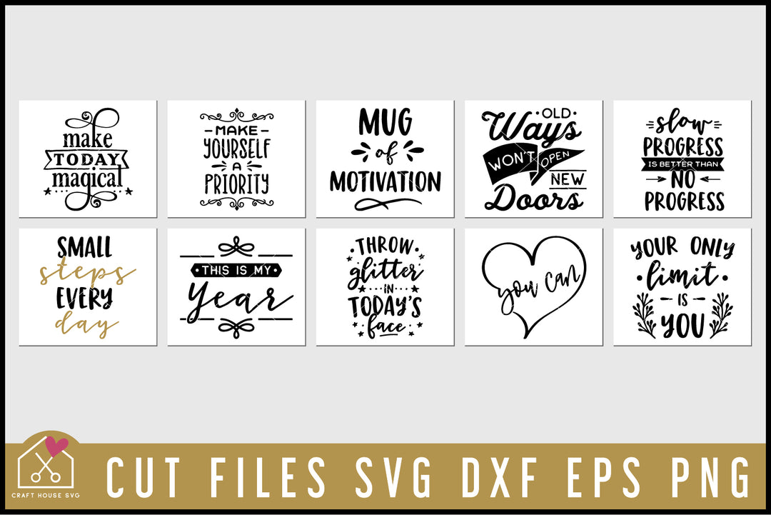 Motivational SVG Bundle Inspirational Mug Design Cut Files