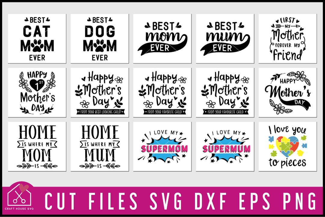 Mother's Day SVG Bundle Mom Mum Mug Design Cut Files