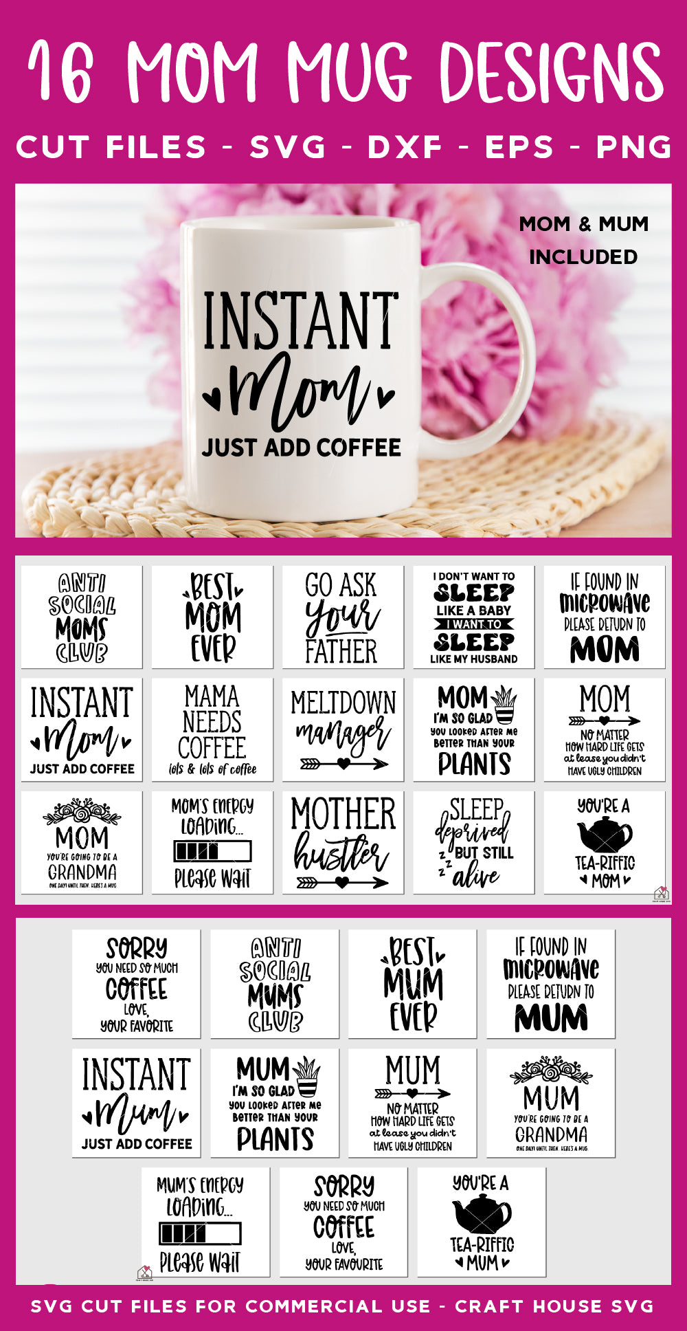 Mom's Mug SVG Bundle - Craft House SVG