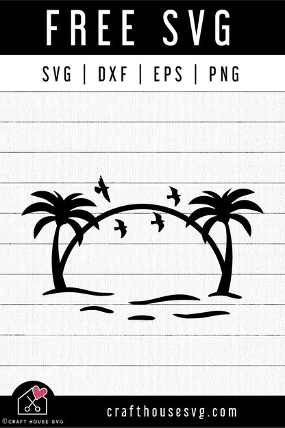 FREE Beach Sunset SVG Summer Cut File | FB449 - Craft House SVG