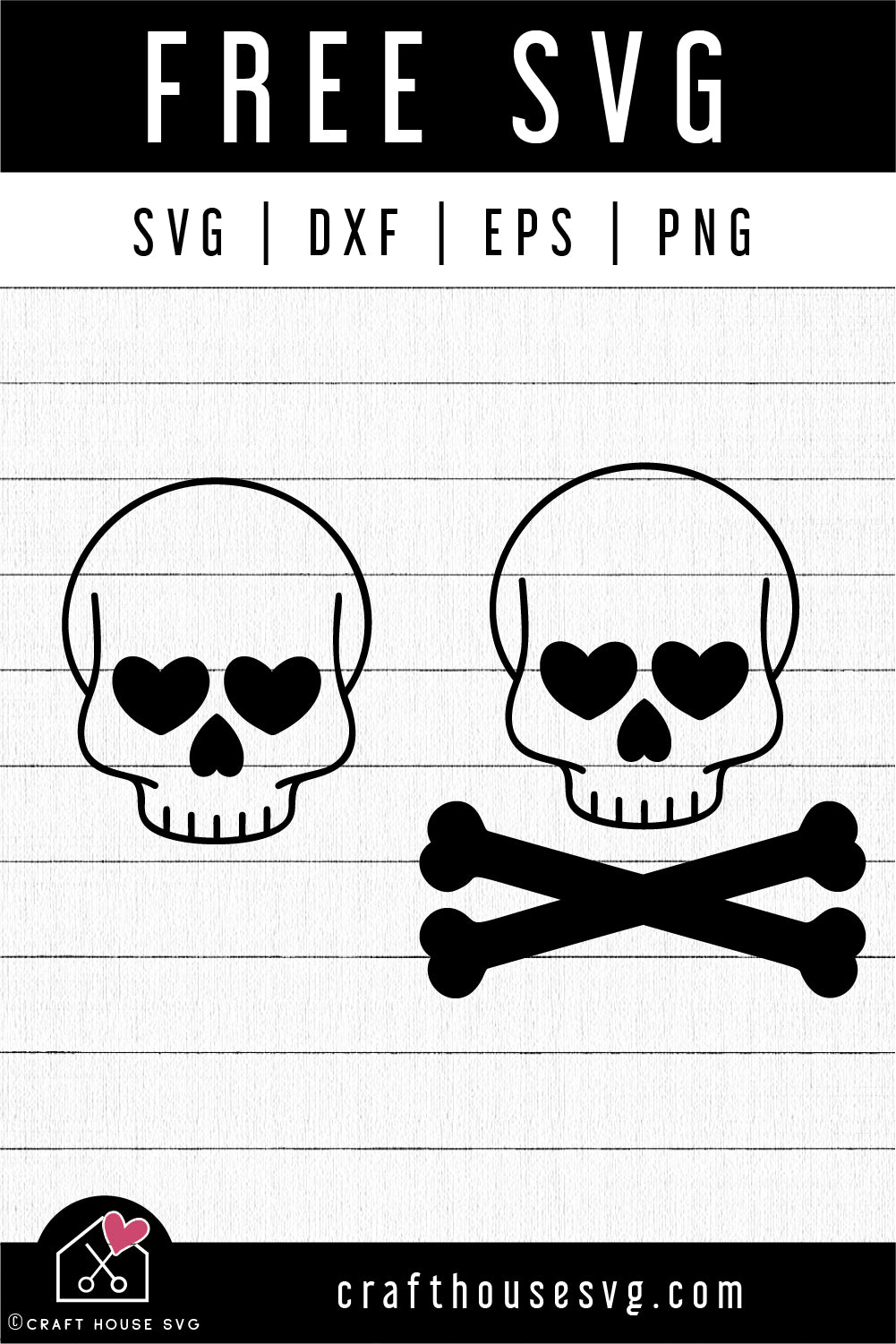 FREE Skull heart crossbones SVG | FB263 - Craft House SVG