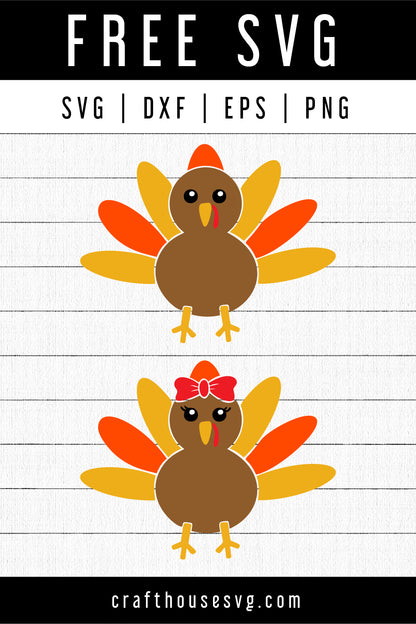 FREE Cute Turkey SVG | FB166 - Craft House SVG