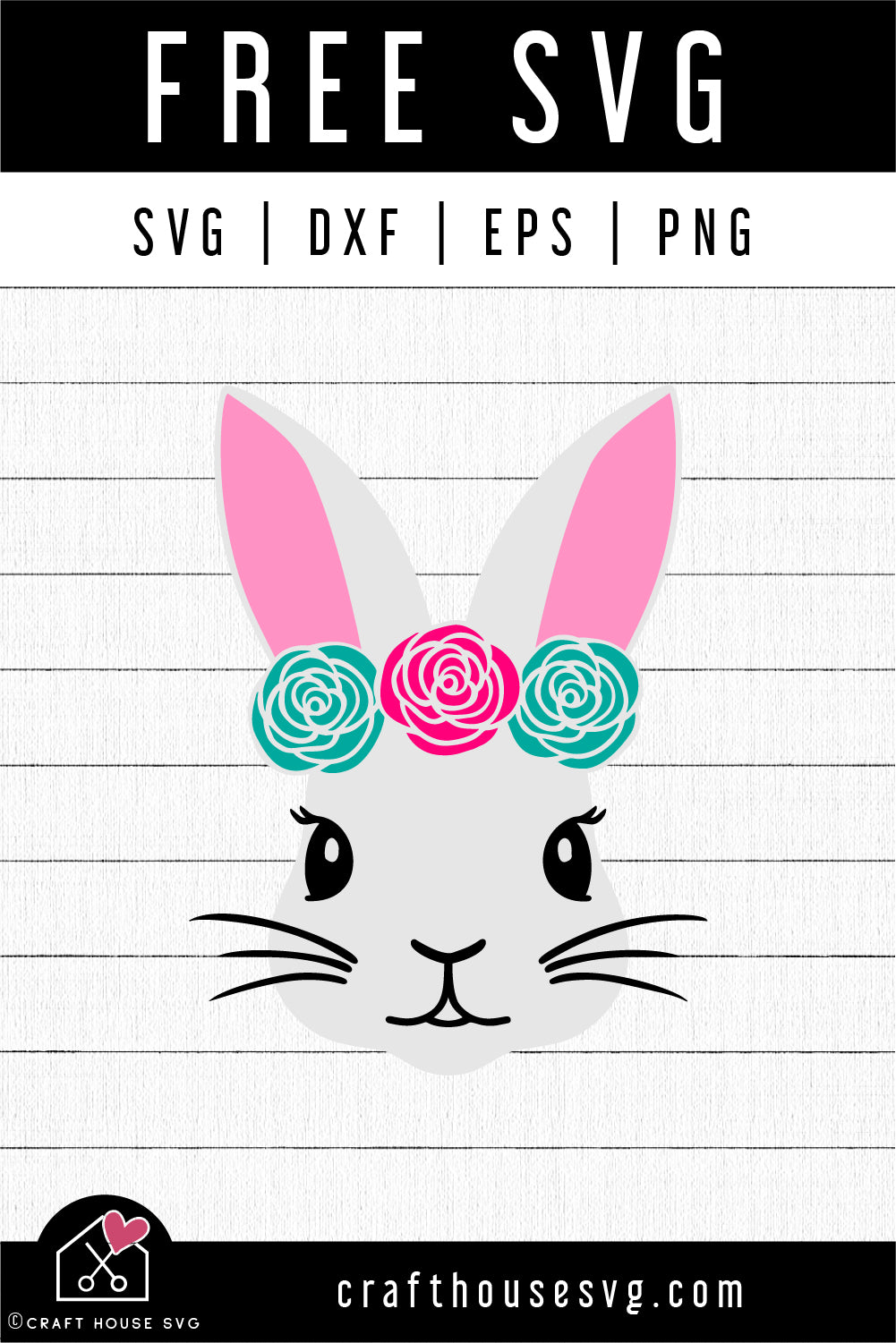 FREE Easter Bunny Floral SVG file | Easter SVG | FB180 - Craft House SVG