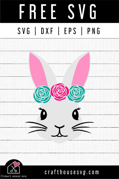 FREE Easter Bunny Floral SVG file | Easter SVG | FB180 - Craft House SVG