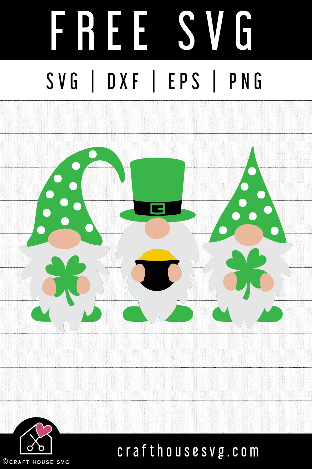 FREE Gnome SVG file | St. Patrick's Day Gnomes SVG | FB183 - Craft House SVG