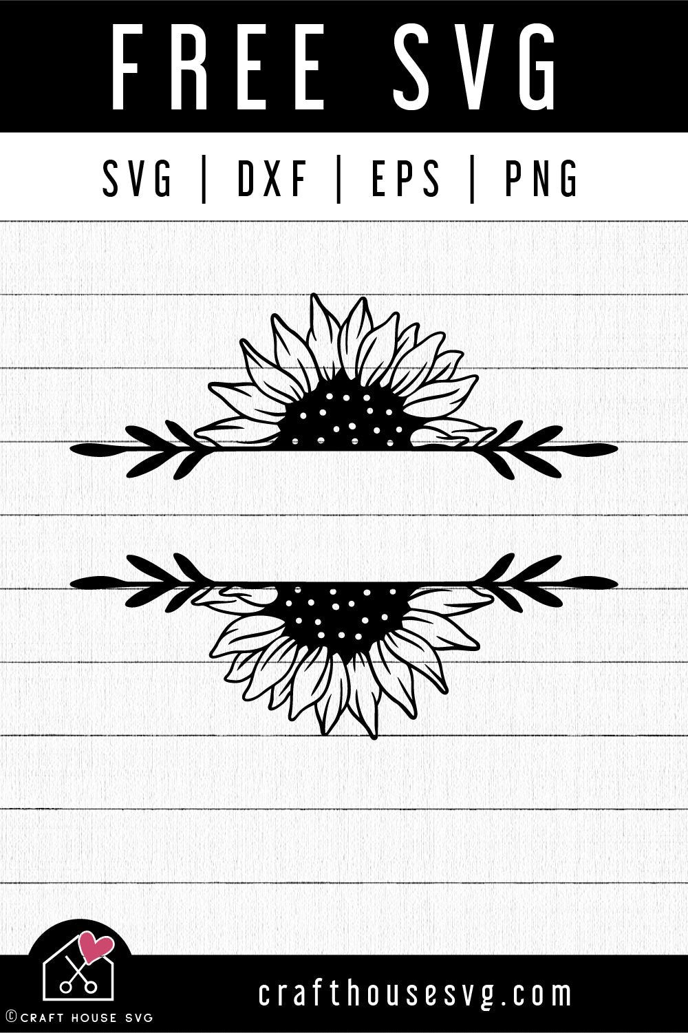 FREE Sunflower Split Monogram SVG | Sunflower SVG | FB193 - Craft House SVG