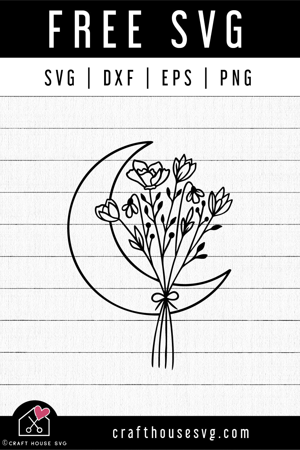 FREE Moon wildflowers SVG | Flowers SVG | FB195 - Craft House SVG