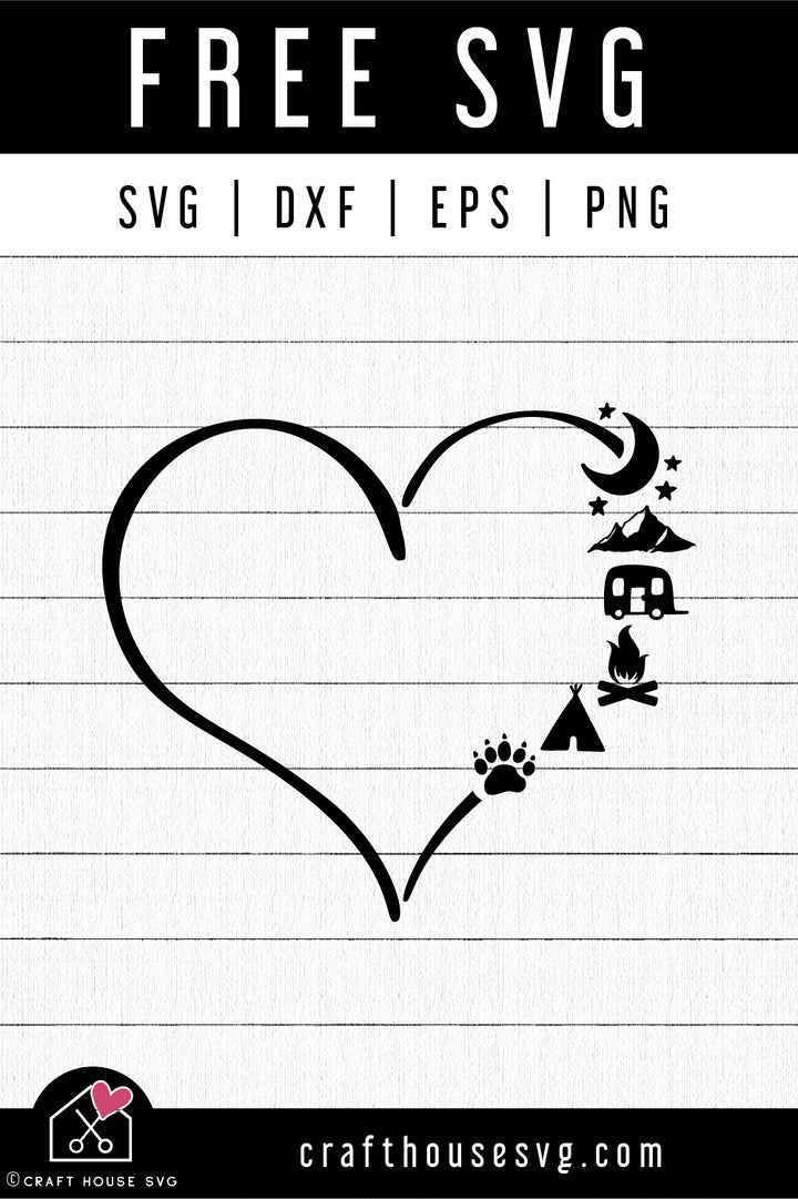 FREE Camping heart SVG | Camping icons heart SVG | FB196