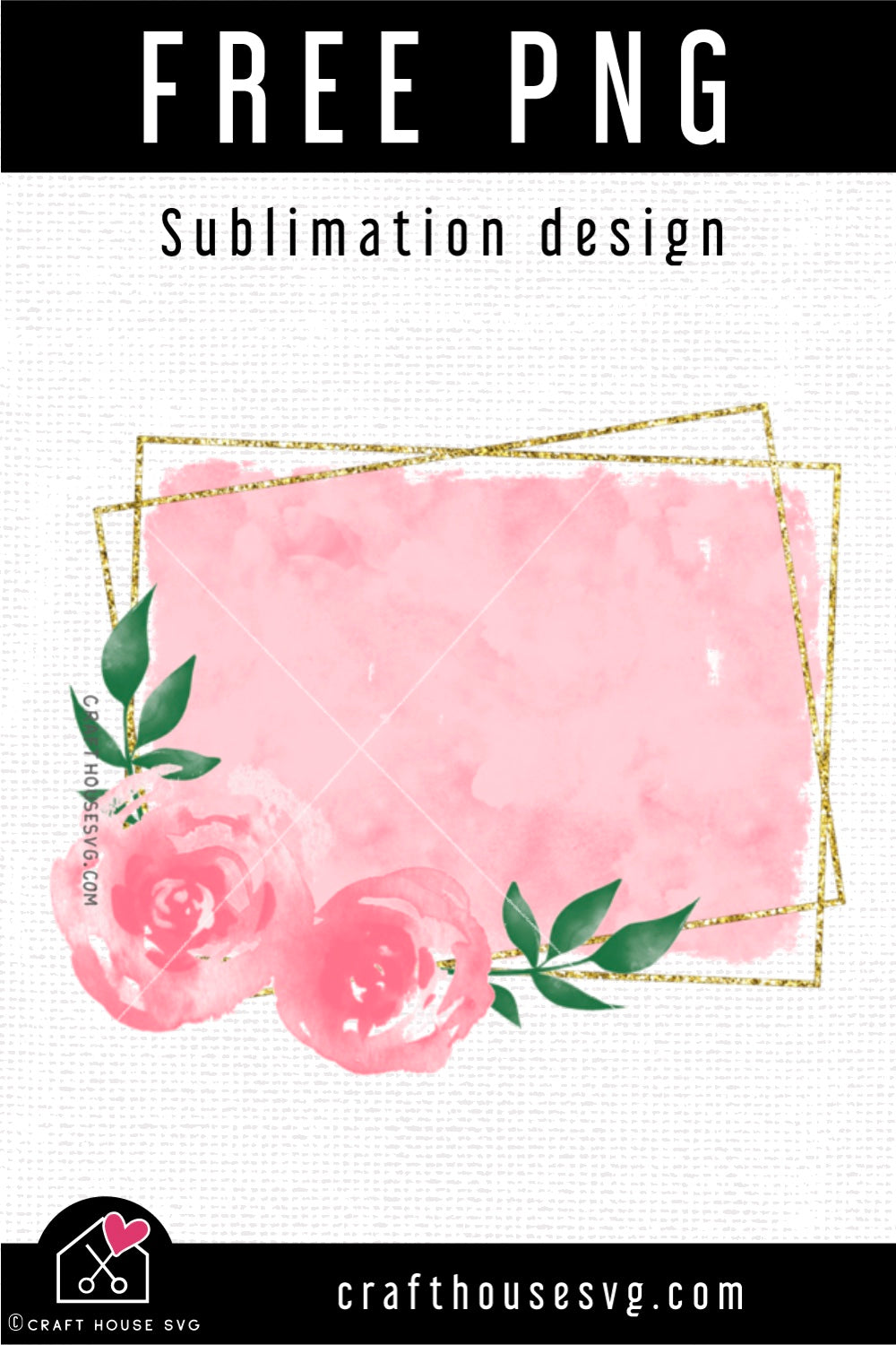 FREE Floral frame Sublimation PNG file | FB203 - Craft House SVG