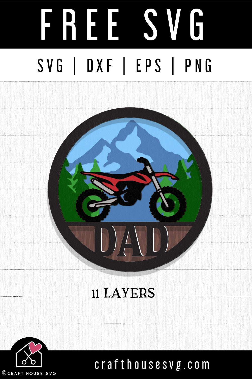 FREE 3D Layered Dirt bike Dad SVG cut file Motorcycle SVG | FB209 - Craft House SVG