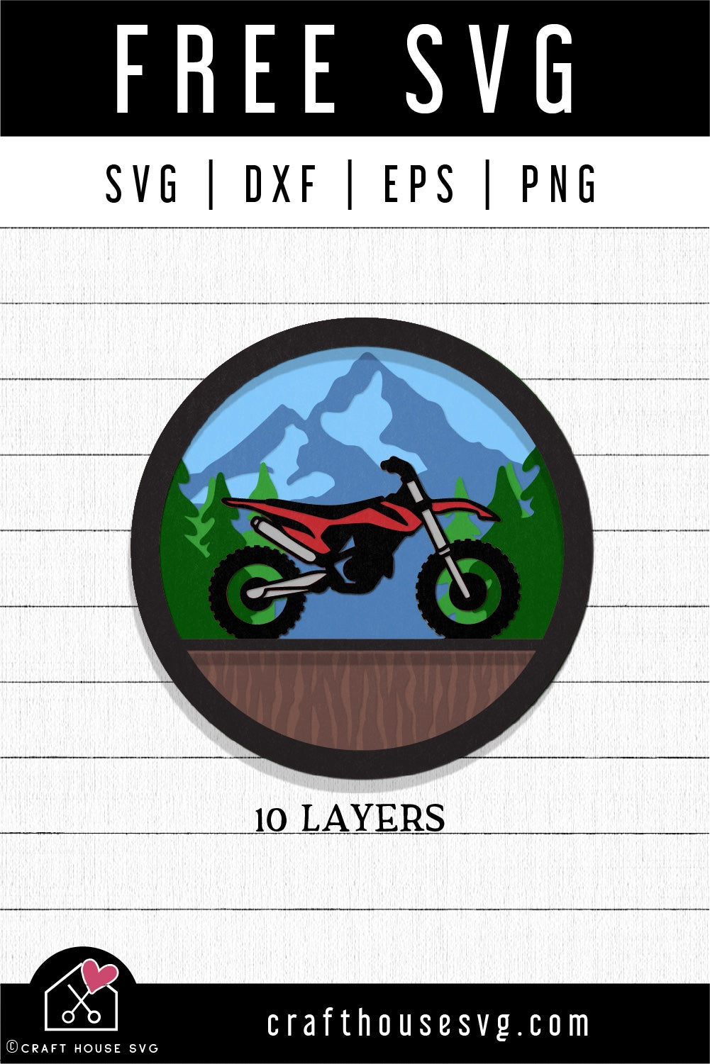 FREE 3D Layered Dirt bike SVG cut file Motorcycle SVG | FB210 - Craft House SVG