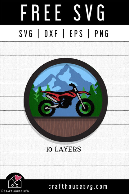 FREE 3D Layered Dirt bike SVG cut file Motorcycle SVG | FB210 - Craft House SVG