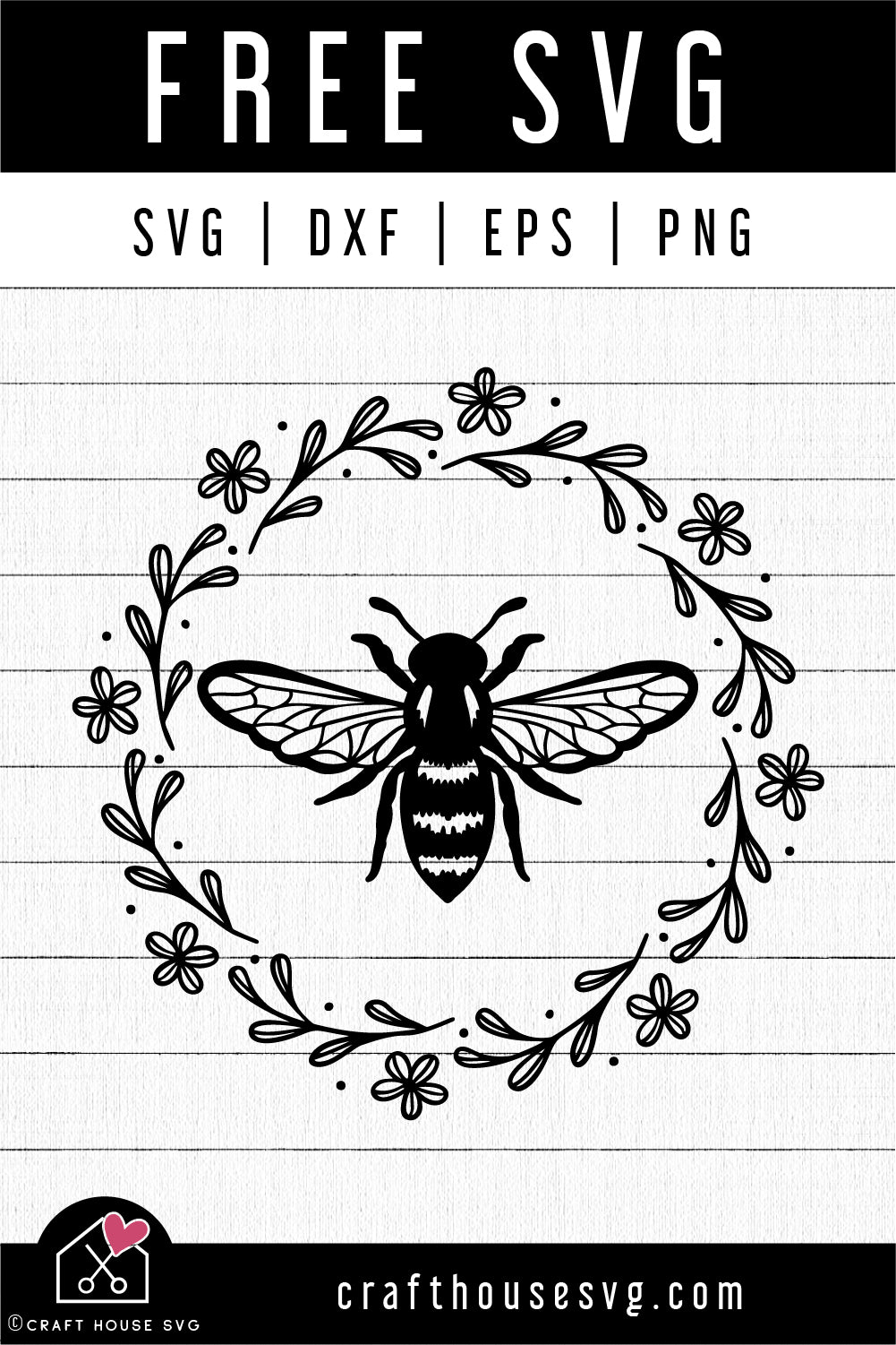 FREE Bee Floral Frame SVG cut file | FB213 - Craft House SVG