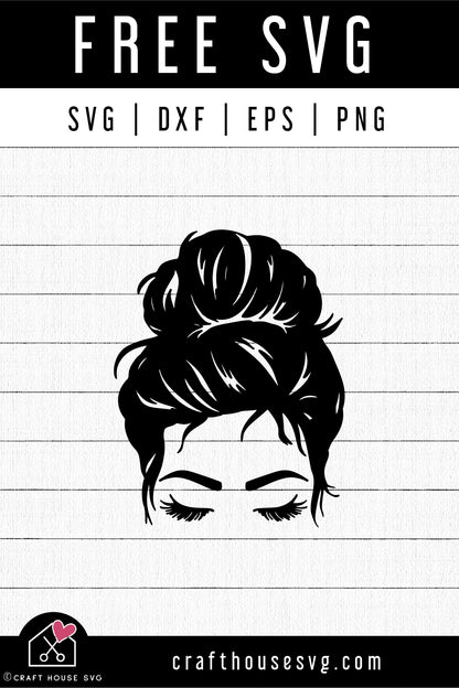 FREE Mom Messy Bun SVG cut file | FB214 - Craft House SVG