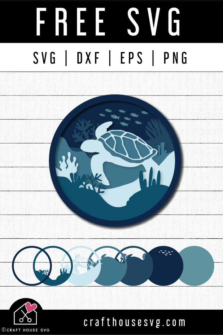 FREE 3D Layered Sea Turtle SVG | FB228