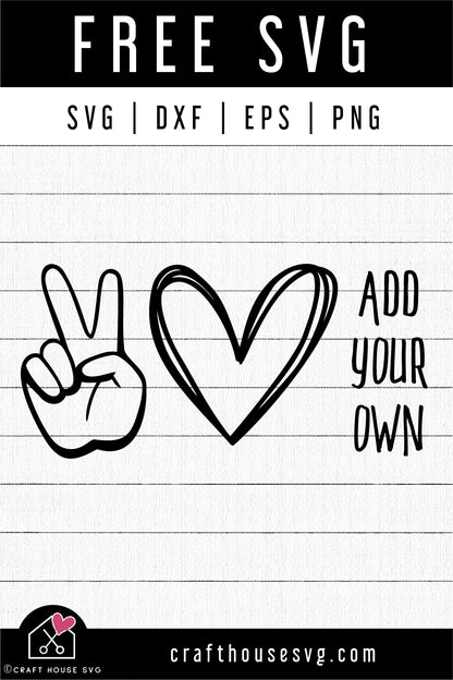 FREE Peace love SVG | FB232 - Craft House SVG