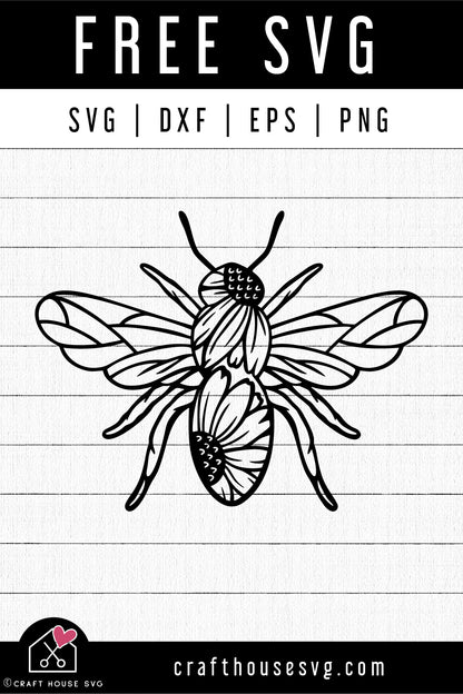 FREE Bee Sunflower SVG | FB240 - Craft House SVG