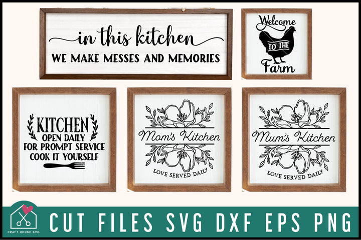 Kitchen SVG Bundle Farmhouse Sign Cut File