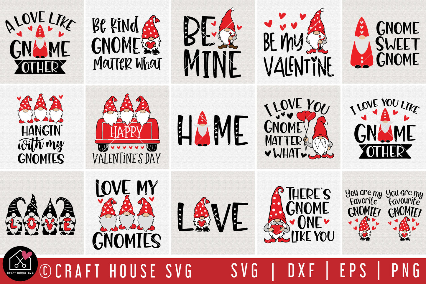 Valentine Gnome Quotes SVG Bundle - Craft House SVG