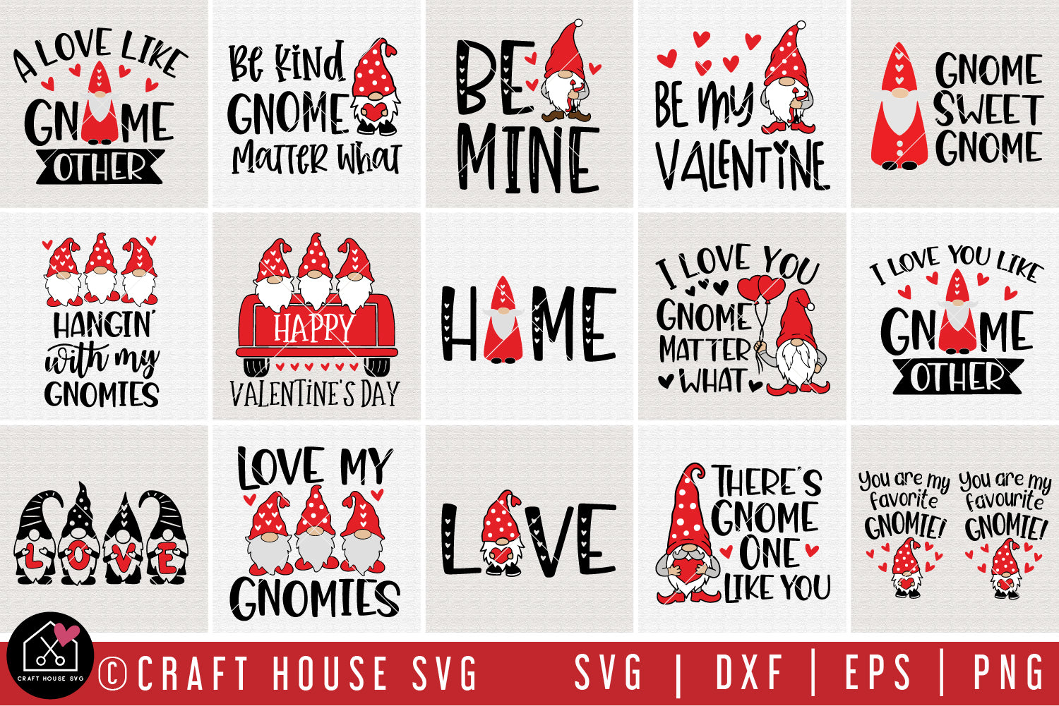 Valentine Gnome Quotes SVG Bundle - Craft House SVG