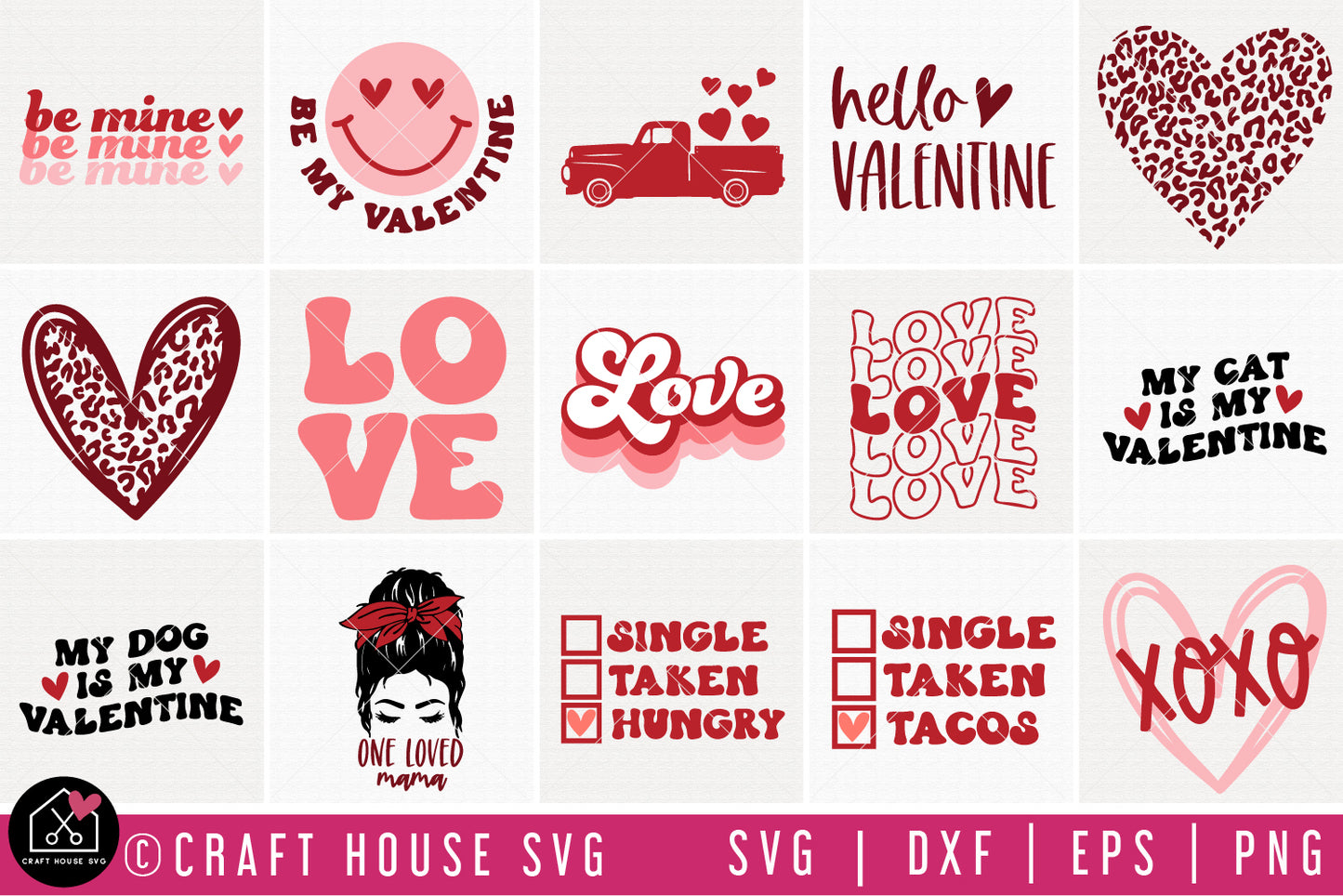 Valentine's Day SVG Cut File Bundle - Craft House SVG