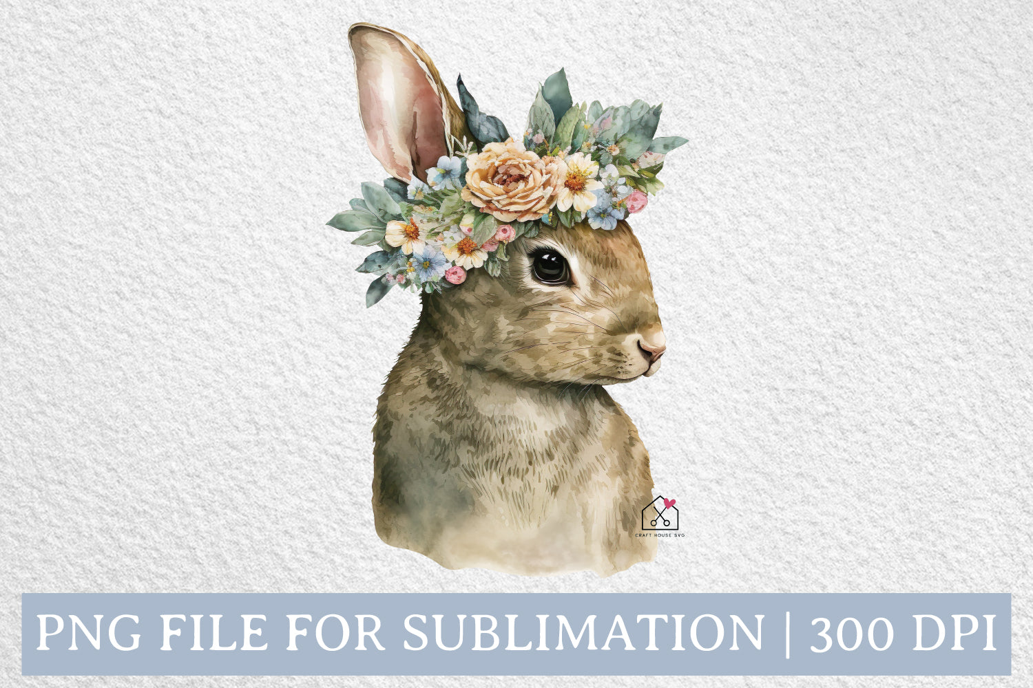Rabbit Woodland Animal Watercolor Easter Bunny Sublimation Design PNG