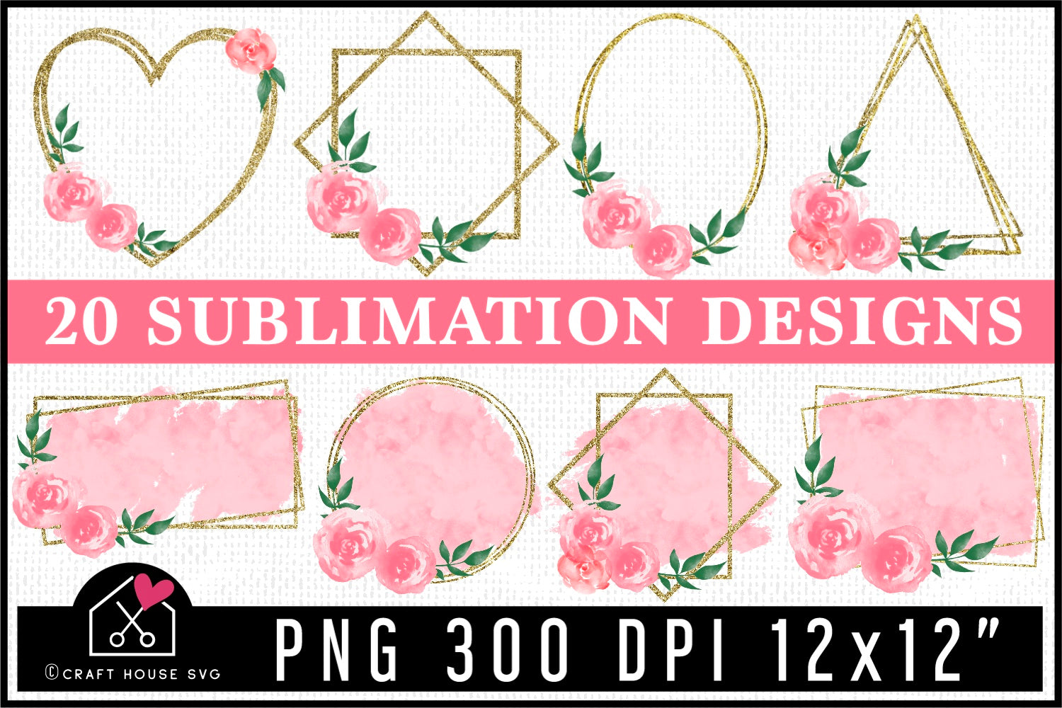 Floral Frame Sublimation Bundle | SB1 - Craft House SVG