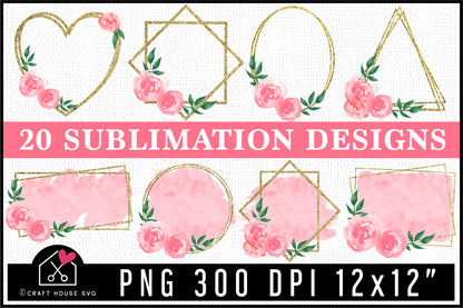 Floral Frame Sublimation Bundle | SB1 - Craft House SVG