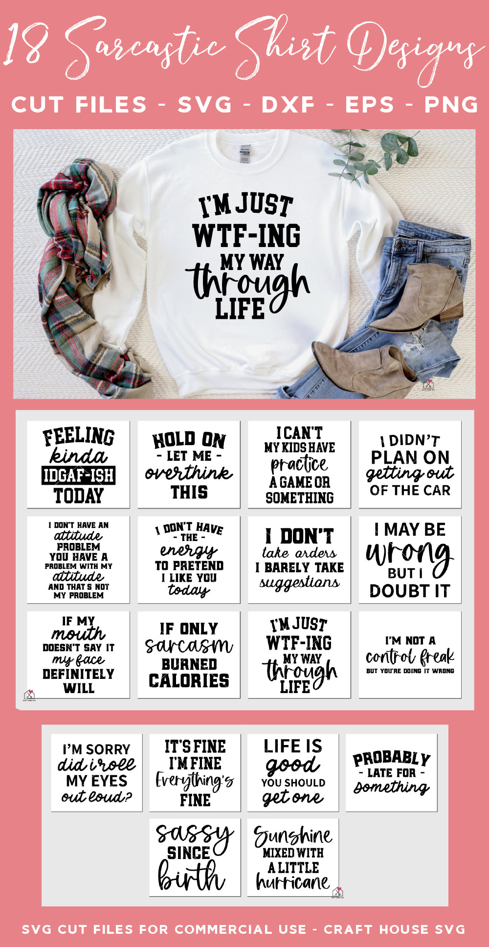 Sarcastic Quotes SVG Bundle, Funny Sayings Shirt Design Cut Files