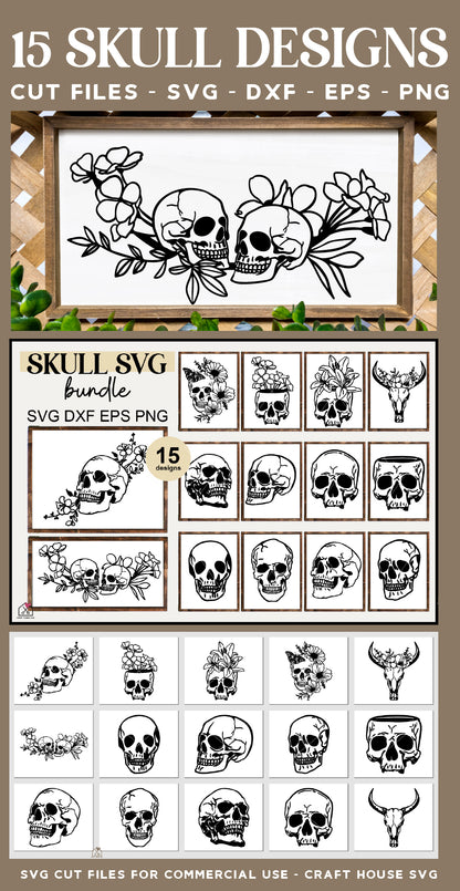 Skull SVG Bundle Floral Halloween