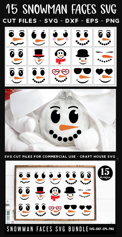 Snowman Faces SVG Bundle - Craft House SVG