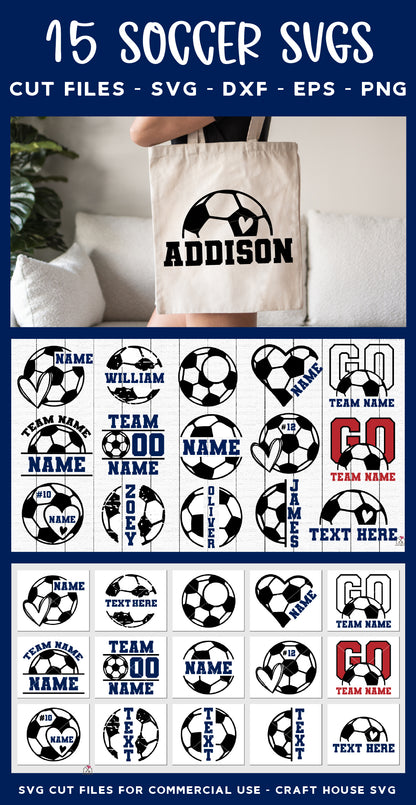 Soccer Name Monogram SVG Bundle - Craft House SVG