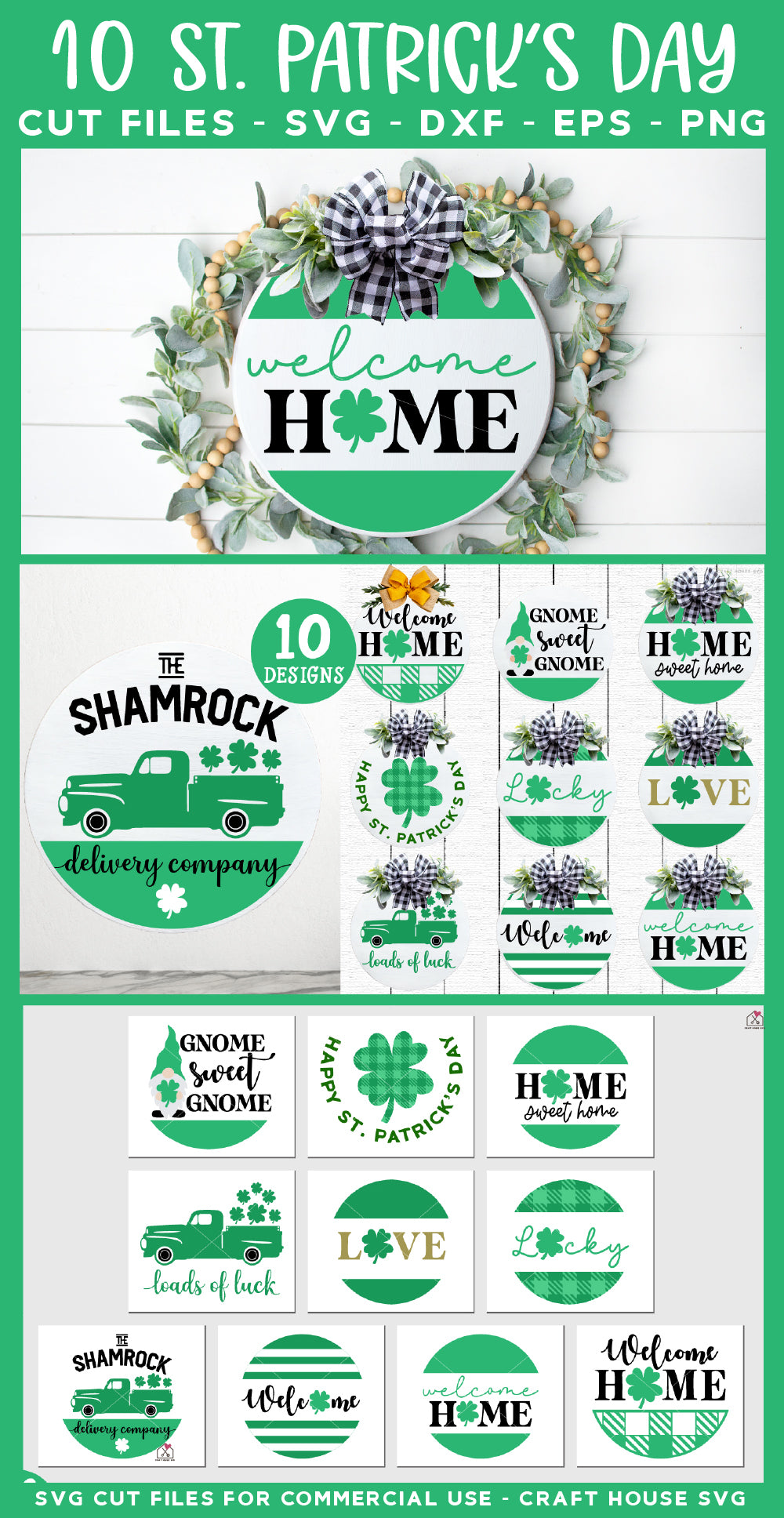 St. Patrick's Day Round Signs SVG Bundle Welcome Sign Cut Files