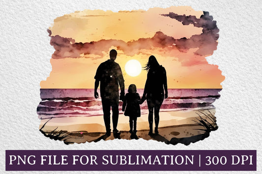Sunset on the Beach Watercolor Summer Sublimation Design PNG