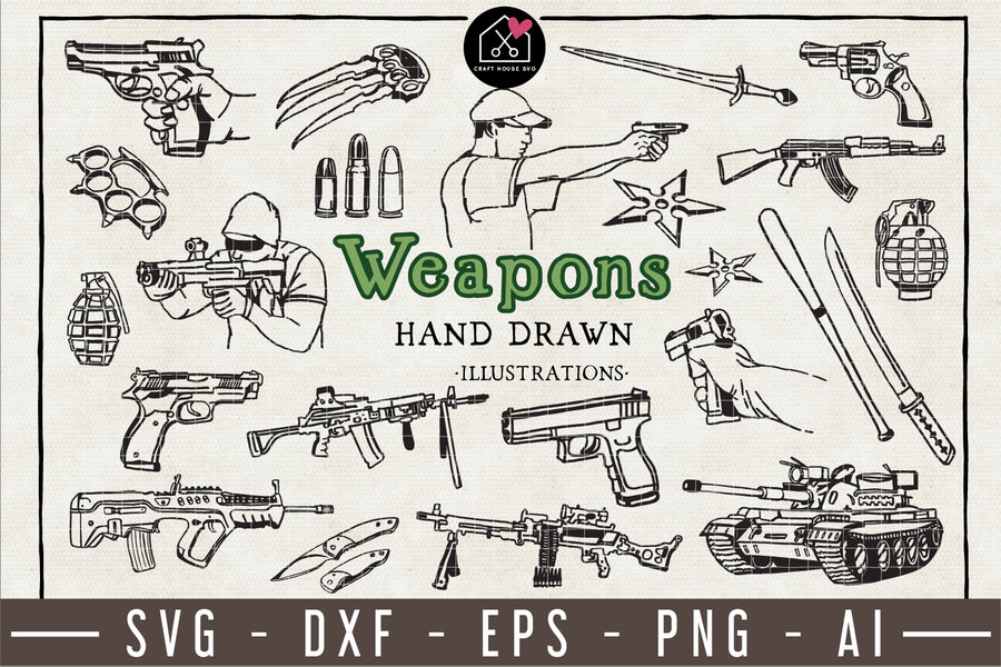 Weapons Illustration Pack - VB14 - Craft House SVG