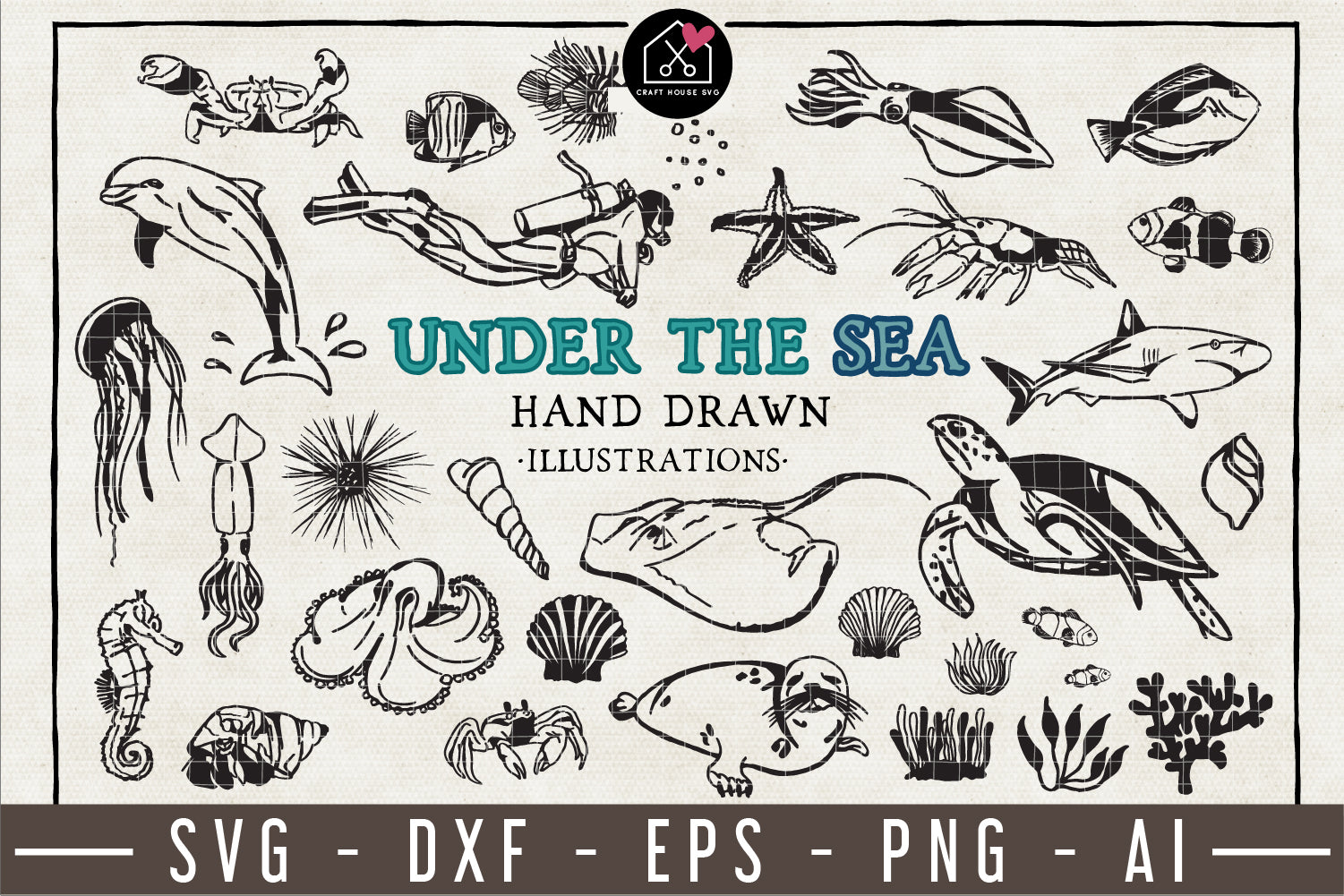 Under the Sea Illustration Pack - VB15 - Craft House SVG
