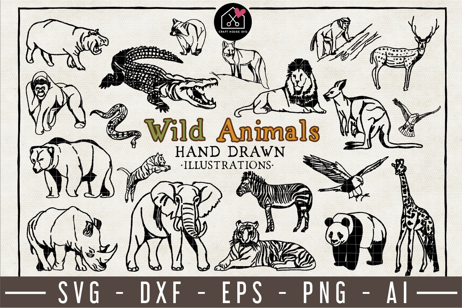 Wild Animals Illustration Pack - VB16 - Craft House SVG